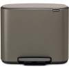 Мусорное ведро с разделителем Brabantia Bo Pedal Bin 11л + 23л (платиновый)