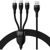 Кабель Baseus CASS030001 USB-A - USB-C, microUSB, Lightning (1.2 м, черный)