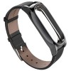 Ремешок Mijobs кожаный для Xiaomi Mi Band 2 (черный с белой строчкой)
